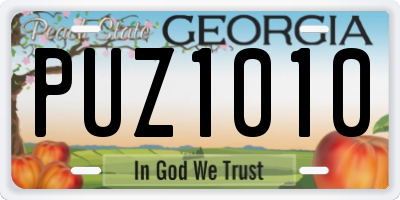 GA license plate PUZ1010