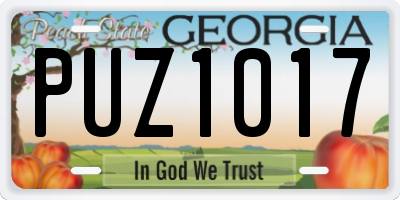 GA license plate PUZ1017