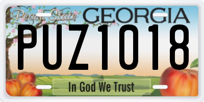 GA license plate PUZ1018
