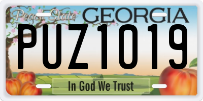 GA license plate PUZ1019