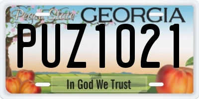 GA license plate PUZ1021