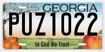 GA license plate PUZ1022