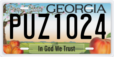 GA license plate PUZ1024