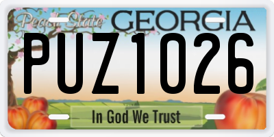 GA license plate PUZ1026