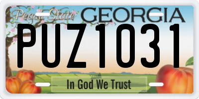 GA license plate PUZ1031