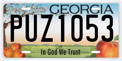 GA license plate PUZ1053