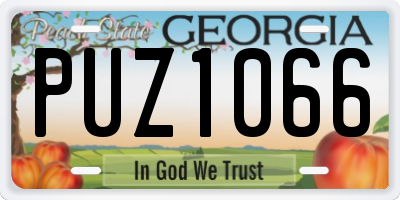 GA license plate PUZ1066