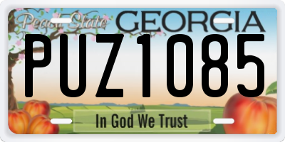 GA license plate PUZ1085
