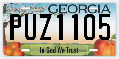 GA license plate PUZ1105
