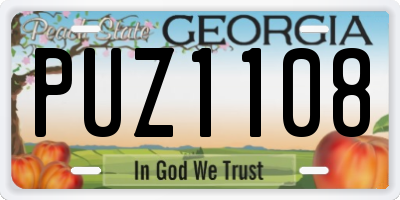 GA license plate PUZ1108