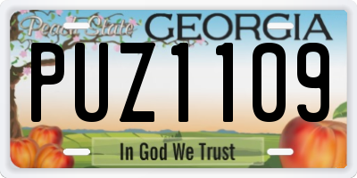 GA license plate PUZ1109