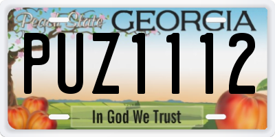 GA license plate PUZ1112