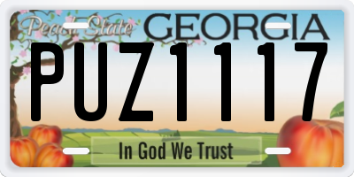 GA license plate PUZ1117