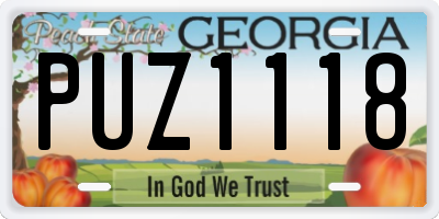 GA license plate PUZ1118