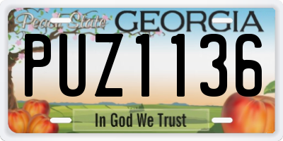 GA license plate PUZ1136