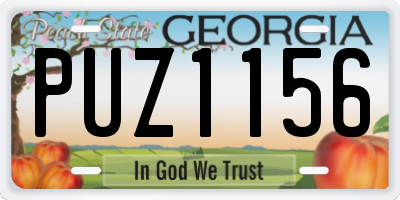 GA license plate PUZ1156