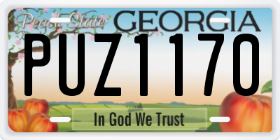 GA license plate PUZ1170