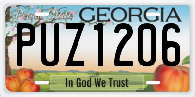 GA license plate PUZ1206