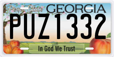 GA license plate PUZ1332