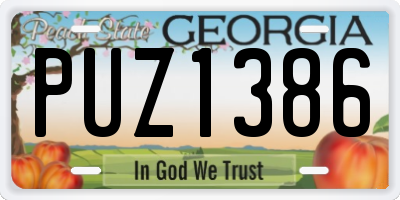 GA license plate PUZ1386