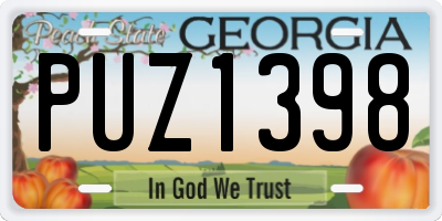 GA license plate PUZ1398