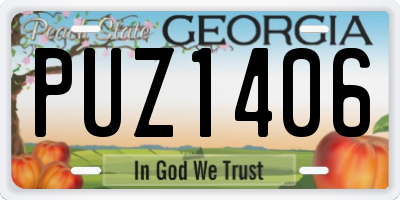 GA license plate PUZ1406