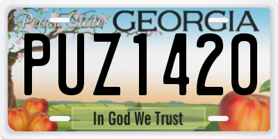 GA license plate PUZ1420