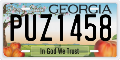GA license plate PUZ1458