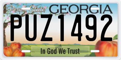 GA license plate PUZ1492