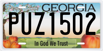 GA license plate PUZ1502