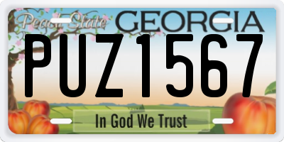 GA license plate PUZ1567