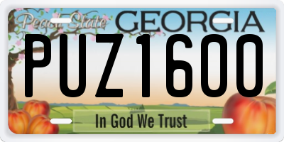 GA license plate PUZ1600