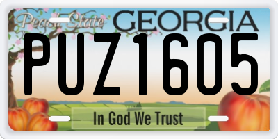 GA license plate PUZ1605
