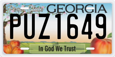 GA license plate PUZ1649