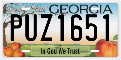 GA license plate PUZ1651