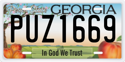GA license plate PUZ1669