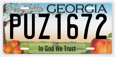 GA license plate PUZ1672