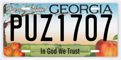 GA license plate PUZ1707