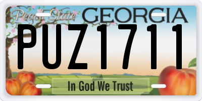 GA license plate PUZ1711