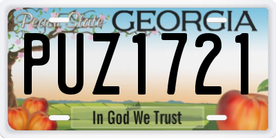 GA license plate PUZ1721