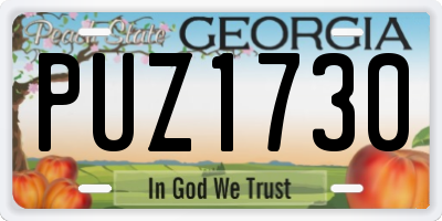 GA license plate PUZ1730