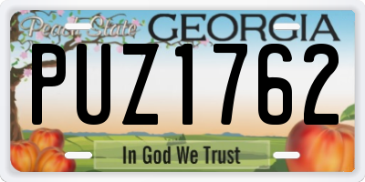 GA license plate PUZ1762