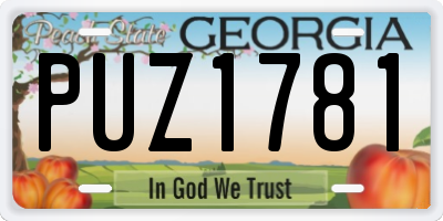 GA license plate PUZ1781