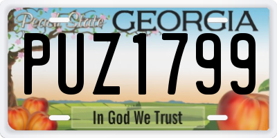 GA license plate PUZ1799