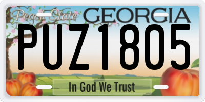 GA license plate PUZ1805