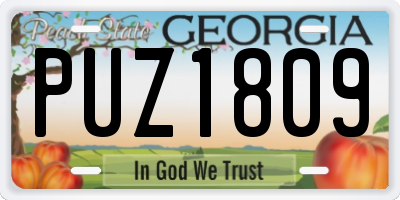 GA license plate PUZ1809