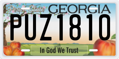 GA license plate PUZ1810
