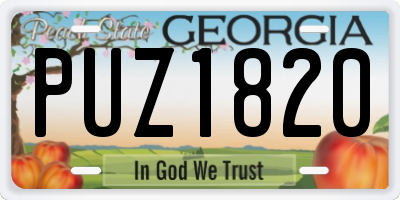 GA license plate PUZ1820