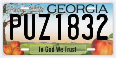GA license plate PUZ1832