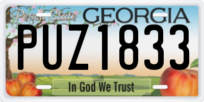 GA license plate PUZ1833